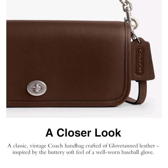 NWT Coach Dinky Shoulder Bag Leather Maple Brown/ Silver 2 Straps CW641 - Picture 4 of 5